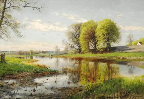 A Danish Spring Landscape With New-leaved Beech Trees 1901