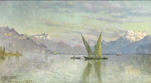 Un día tranquilo en el lago Lemán 1889
