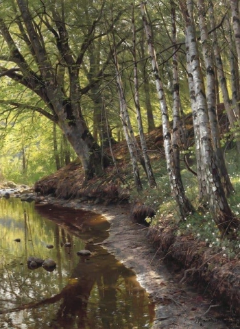 Ein Frühlingstag an einem Bach im Wald 1910