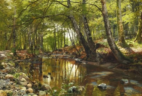 Ein Frühlingstag im Wald an einem Bach 1888