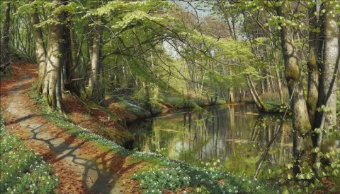 Ein Frühlingstag im Wald bei S By A Stream 1896