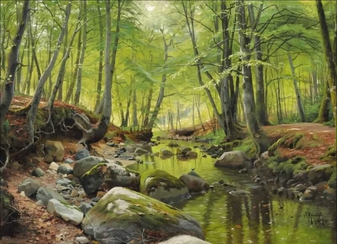 A Stream Running Through A Beech Forest On A Spring Day 1890