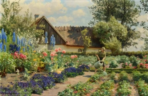 農場の庭での夏の日 ソルプ 1926