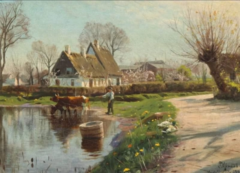 A Vridsloselille の村の池 1922