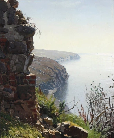 Utsikt over havet fra ruinene av Hammershus på Bornholm 1882
