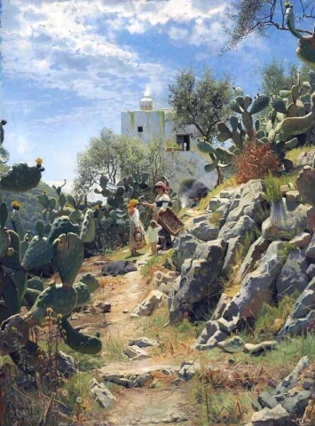 Ved middagstid på en kaktusplantasje i Capri 1885
