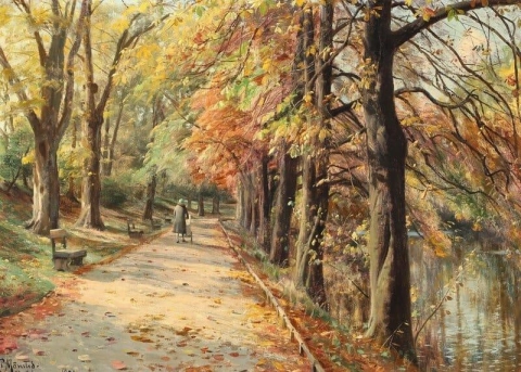Fall Day At Kastellet Copenhagen With A Walking Woman 1932