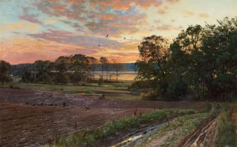 Paesaggio con sole al tramonto 1893