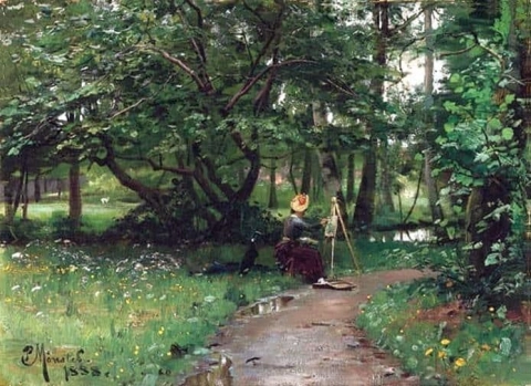川の近くの小道に絵を描く 1888