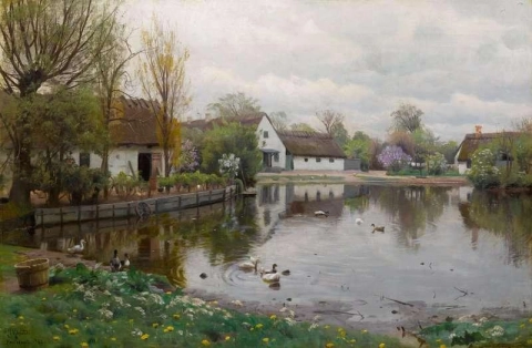 丹麦赫斯特维斯特的池塘 1923 年