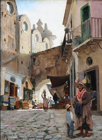 Scena di strada Capri 1884