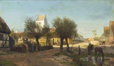 Zomermiddag in het dorp Aarhuus 1882