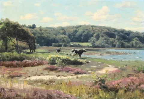 牛が放牧されている夏の風景 1930