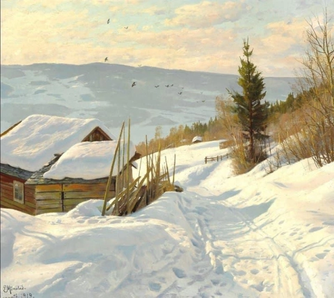 Día soleado de invierno en Noruega 1919