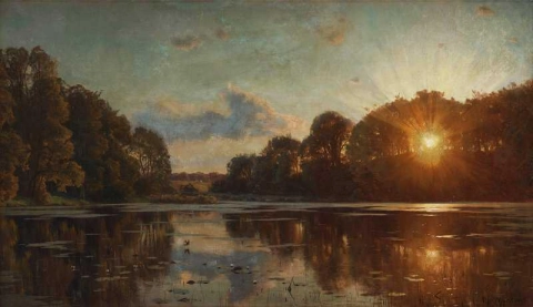 Auringonlasku järven yllä 1897