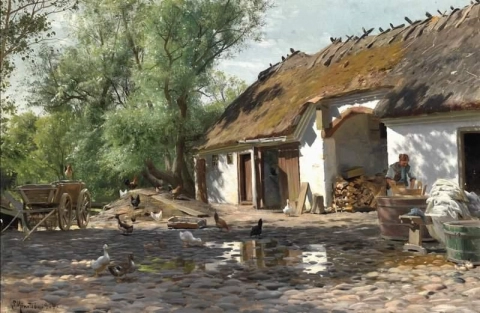 La biancheria viene lavata in una giornata estiva fuori dalla fattoria, 1904