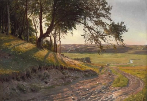 Vista da Ornebjerg verso Gravlev vicino a Skorping 1911
