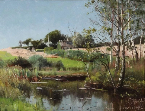 View From Vexebo With A Thatched Cottage Near A Duck Pond 1926