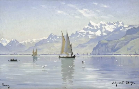 Vista del lago Vevey 1890