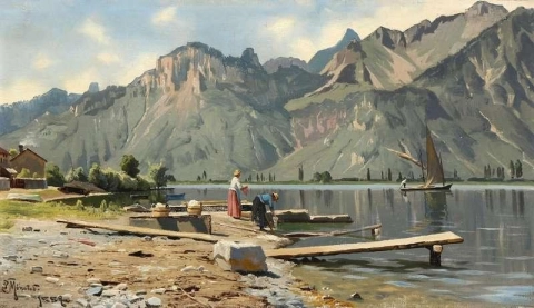Wäscherinnen am Ufer des Genfersees 1889