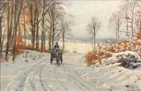 Vinterskog med hestevogn 1932