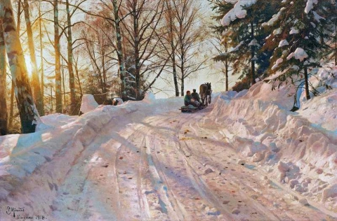 Paesaggio invernale con slitta 1918