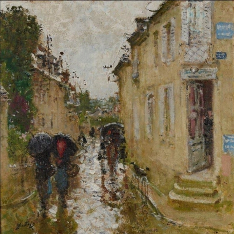 Grande Rue of Besse-sur-bray i regnet