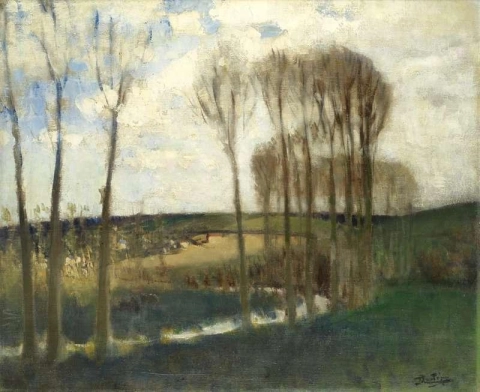 Пейзаж с тополями, около 1920 г.