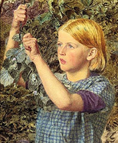 Mädchen sammelt Nüsse, ca. 1859