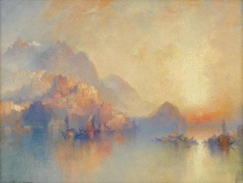 En bergsby vid solnedgången 1918