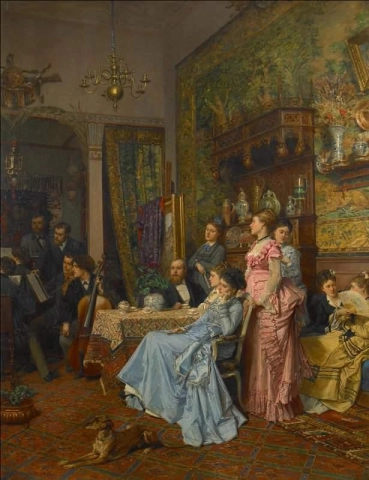 حفل موسيقي للهواة في ورشة فنان 1873