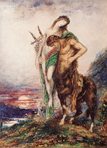 Dead poet carried by a centaur