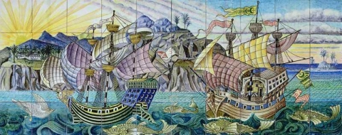 帆船瓷砖面板 1894-95