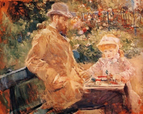 尤金·马奈和他的女儿在布吉瓦尔 1881