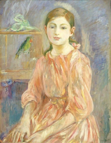 Kunstnerens datter med en parakitt 1890