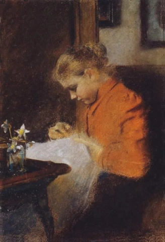 Leopoldine Steindl-moser The Artist S Sister Sewing