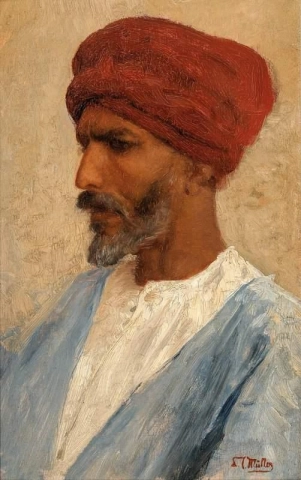 Mann i en rød turban