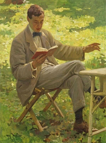 Alfred Munnings läser ca 1910