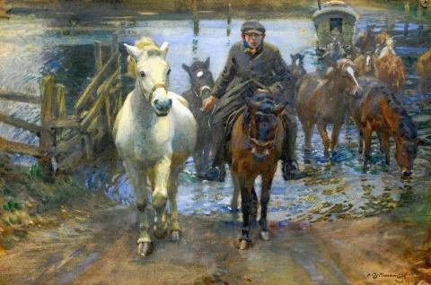 Augereau And Shrimp At The Ford 1908
