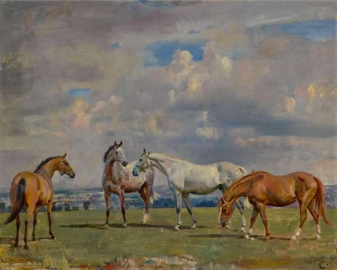 Caballos en la hierba Ca. 1925