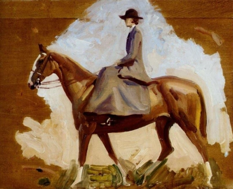 Lady Munnings a cavallo