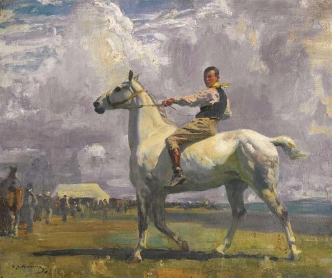 Ned Osborn på grå fästing ca 1913
