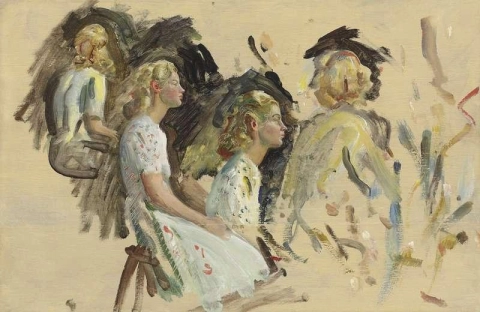 Portrettstudier av Yvonne Adams Nee Gates 1940-tallet