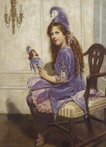 En ung flicka klädd som en gycklare 1912