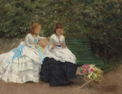 Suzanne E Madeleine Boussod Su Una Panchina In Giardino Ca. 1874