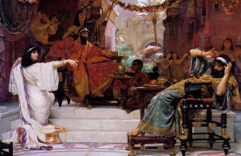 Ester fordømte Haman til kong Ahasveros 1888
