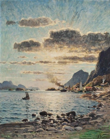 قارب بخاري على المضيق البحري النرويجي