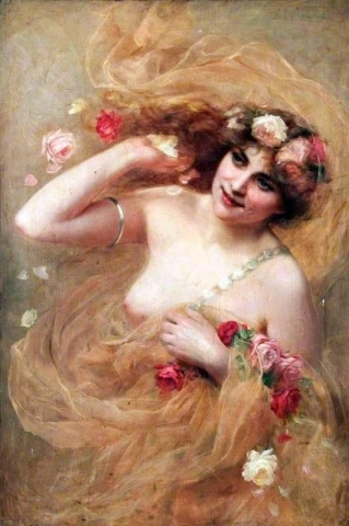 Naken med rosor ca 1886-1917