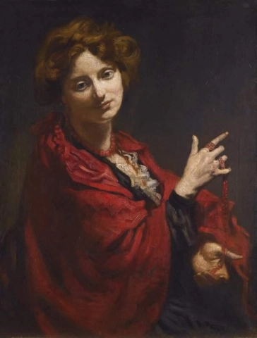 Anita Bartle, o xale vermelho, ca. 1905