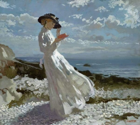 Grace leyendo en la bahía de Howth 1902
